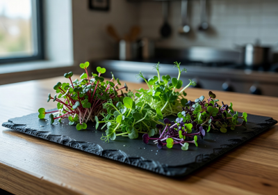 Chef's selection of premium microgreens arranged for restaurant-quality presentation