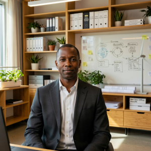 Portrait of Marcus Johnson, Head of Sustainability, in a professional setting